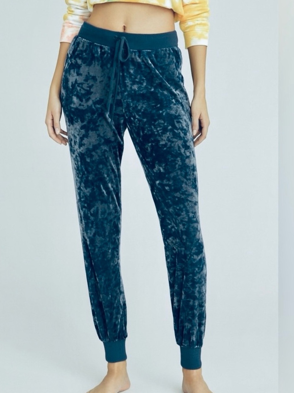 Aerie Crushed Velvet Joggers - Dark Teal - Medium